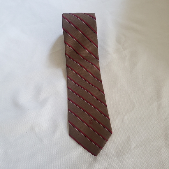 Christian Dior Brown and Red Striped Tie - Picture 4 of 9